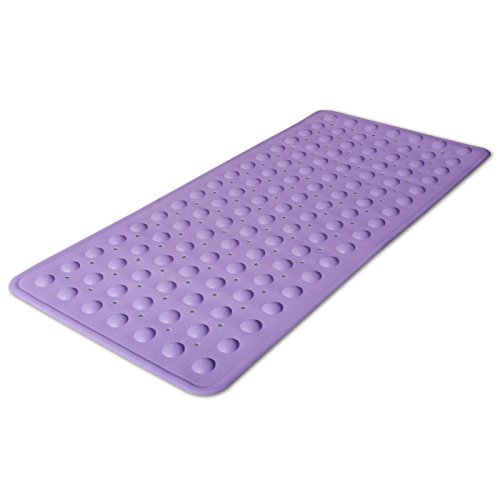casa pura® Badewannenmatte Emily | rutschfest | mit Lochung für optimalen Wasserabfluss | PVC-frei | 35 x 75 cm | drei Farben (lila) - 2
