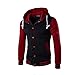 Produktbild Elecenty Herren Winterjacke, Warme Dicken Mantel Einreiher Männer Outwear Pullover Winter Langarm Kapuzenpullover Sweatshirt Übergröße Oberbekleidung Parka Sweatjacke Winterjacke (M, Rot)