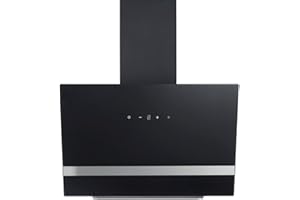 PKM Schräghaube S21-60ABTY | Kopffreihaube | Dunstabzugshaube | 60 cm Breite | Glas | schwarz | Abluft | Umluft