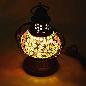 Classical Youth Wooden Electric Lamp/Lantern/Night Lamp for Diwali/Christmas/Decoration Purpose/Festive Ocassions Home/Office/Cafe (Sheesham Wood & Ceramic, Set of 1)