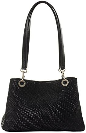 MASSIMA BARONI- Authentic Leather Bag for Women. Cerdeña Model. Shoulder Bag with Exclusive Design, Ideal for Any Occasion. 24x12x21cm. Season 2018. (black)