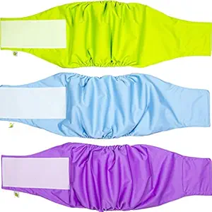 Pet Magasin Male Dog Belly Manner Band Wraps Nappies, 3-Pack, Blue Green and Purple, Large