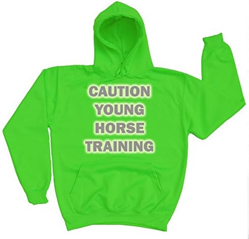 CAUTION - YOUNG HORSE TRAINING High Visibility / Hi Viz Reflective Riding / Hacking Hoodie S-XL (Medium, Electric Green)
