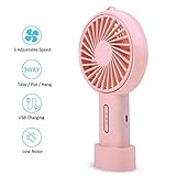 FOCHEA Ventilateur à Main, Mini Ventilateur USB Silencieux, Ventilateur Rechargeable Portatif de Table avec 3 Vitesses pour Maison, Bureau, Voyage (Rose)