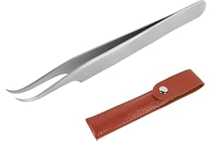 LUNAMOON Pince Extension de Cils Pince à épiler pour Extensions de Cils Pince à cils Extension à Bouts Pointus Droit et Courbé Nipper Professionnel en Acier Inoxydable Brucelles de Précision (LM-04)