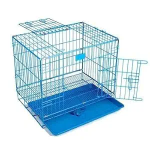 Scoobee Dog Cage Double Door Heavy Duty Folding Metal for Medium Size Dogs and Adults 30 Inch (Blue)