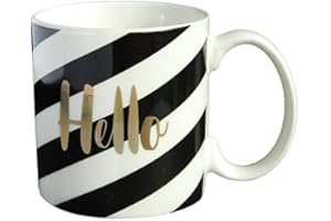 DRAEGER PARIS 1886 La Carterie 76000602 Hello Taza Porcelana Negro/Oro 11,6 x 9,5 x 8,2 cm