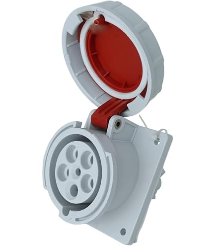 PCE CEE-Anbausteckdose 63A, 5-polig, IP67 Wasserdicht – Gerade, 100×100 Mm | Für Industrie & Werkstatt