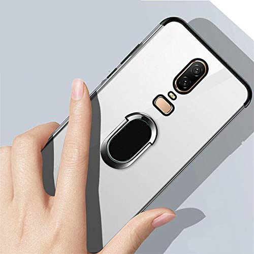 Preisvergleich Produktbild SOOCX OnePlus 6T Schutzhülle, transparenter Telefonkasten Stoßfeste Schutzhülle aus Silikongel mit TPU-Rückendeckel für OnePlus 6T (Color : Black)