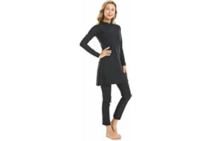 TaissBocco Muslimischer Badeanzug für Frauen Islamische Bademode 3PCS Burkini Full Coverage Badeanzug Plus Size Modest Bademode