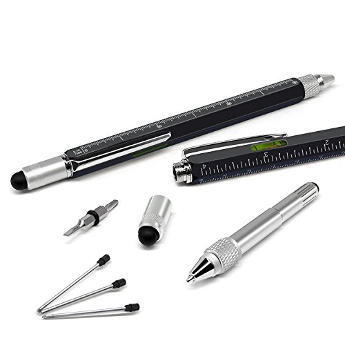 Alintor Multi Pen with Stylus, Multi Functional Pocket Tool, Touch Screen Stylus Pen, Ballpoint Pen with Scale