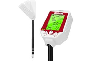 GIDIGI Testeur de pH et d'humidité du Sol 6 en 1, Moniteur d'humidité des Plantes, testeur numérique de Sol pour Plantes, capteur de pH pour Jardinage, Agriculture, Plantes d'intérieur et d'extérieur