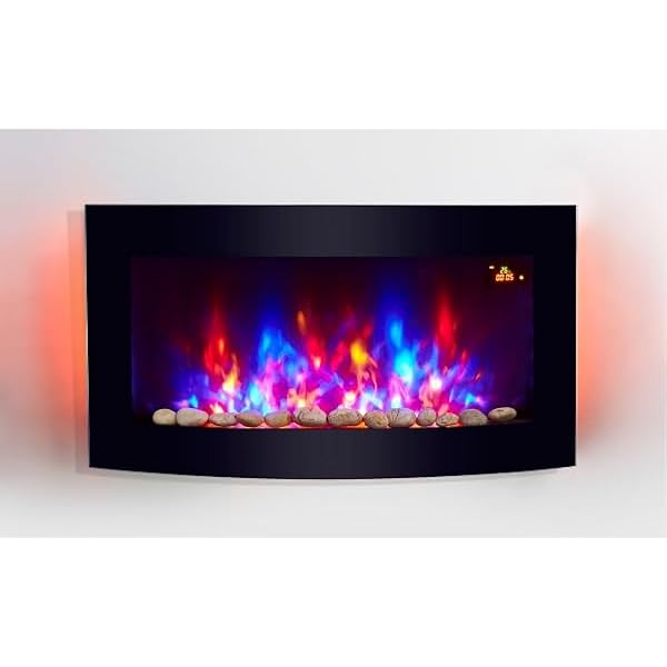TruFlame Wall Mounted Fire/ Landscape Black Curved Glass/ Flame Effect with  Remote Control, 2000 Watt : Amazon.co.uk: DIY u0026 Tools