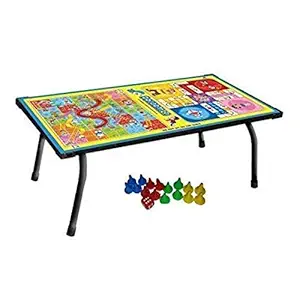 YBN Multipurpose Portable Colorful Wooden Bed Tea & Study Table Tray with Ludo, Snakes & Ladders Games for Laptop, Camping Table, Breakfast Eating, Studying, Working, etc for Kids.