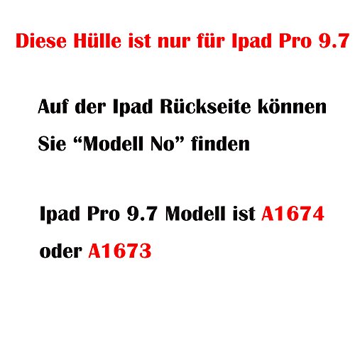Boriyuan Ipad Pro 9.7 Hülle Echt Leder Case Smart Cover Schutztasche aus echtem Leder für das Apple iPad Pro 9.7 Zoll mit Standfunktion, Auto Sleep Wake up , Apple Pen Halter und Fach für Kreditkarten (Farbe: Schwarz) - 7