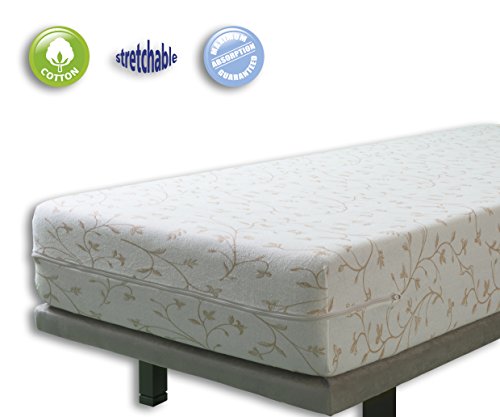 VELFONT – Frottee-Matratzenbezug aus 100% elastischer Baumwolle mit Blumen-Print - Beige - verfügbar in verschiedenen Farben und Größen - 140x190/200cm