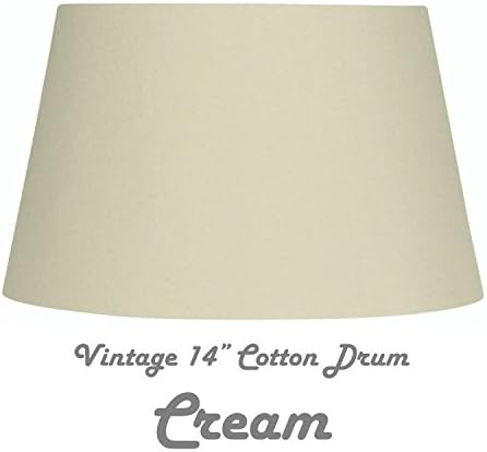 CREAM 14" COTTON DRUM HARD LINED SHADE Complete with Reversible Gimbal to Fit Table &amp; Floor Lamps or Ceiling Rose. FREE Adaptor Included to Fit All Lamp Sizes BC SBC ES SES. Height 215mm x Diameter 355mm (8.5" x 14")