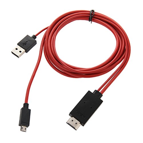 jbTec® HDMI / MHL micro-USB 9-polig Adapter / Anschluss-Kabel – Rot – zu Samsung Galaxy S2 GT-I9100, Galaxy S2 LTE GT-I9210, Galaxy Nexus GT-I9250, Galaxy Note GT-N7000/GT-I9220, HTC Evo 3D, One S… - 4