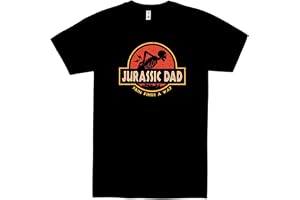 Pampling Kortärmad t-shirt, svart, 100 % bomull, rund hals, rakt snitt, grafisk screentryck, herr och dam (Jurassic Dad)