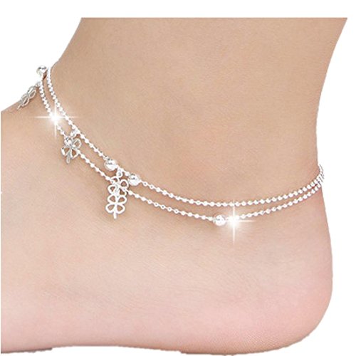 Fußkette, Ularmo Vier-Blatt Klee Knöchel Armband Strand Fuss Schmuck