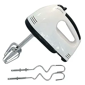 Kproxi 300w Hand Mixer with 7 Speed Control & Detachable Stainless-Steel Finish Beater & Whisker, White