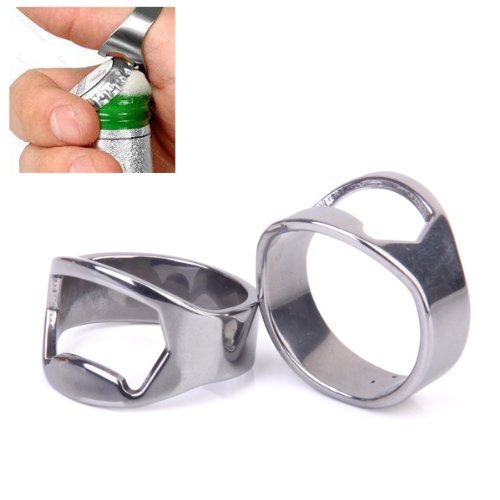2 Stuck Edelstahl Finger Ring Bierflasche offner Flaschenoffner - 4