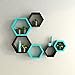 Artesia Decorative Wooden Black & Blue Hexagon Shape Wall Shelf Set Of 6 RS.1745.00