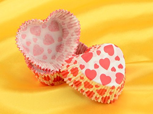 Preisvergleich Produktbild Muffinkapseln Herzform rote Herzen 36 Stück