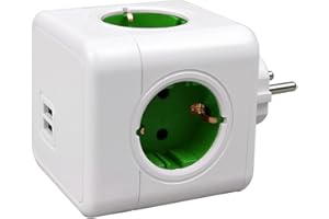 ALEMIN Enchufe USB, 6 en 1 Cubo Ladron Enchufes Triple con 2 Puertos USB, Cubo Enchufe Multiple Pared con Interruptor, Cargador USB Compatible con Phone, Pad, Ladron USB para Hogar Oficina