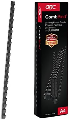 GBC Plastic Binding Combs 21R 22.0mm with 195 Sheet Capacity, Black (Box of 50)