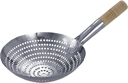 JADE TEMPLE 17282 Wok Sieb Metallsieb Abtropfsieb mit Holzgriff, Edelstahl, silber, 62 x 41 x 28 cm