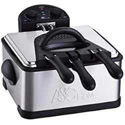 A&C Home FRT20N Friteuse avec 3 Paniers + Minuteur Inox Noir 4 L