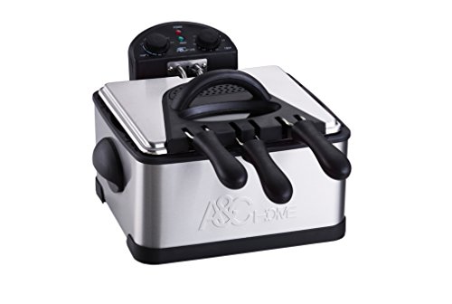 A&C Home FRT20N Friteuse avec 3 Paniers + Minuteur Inox Noir 4 L