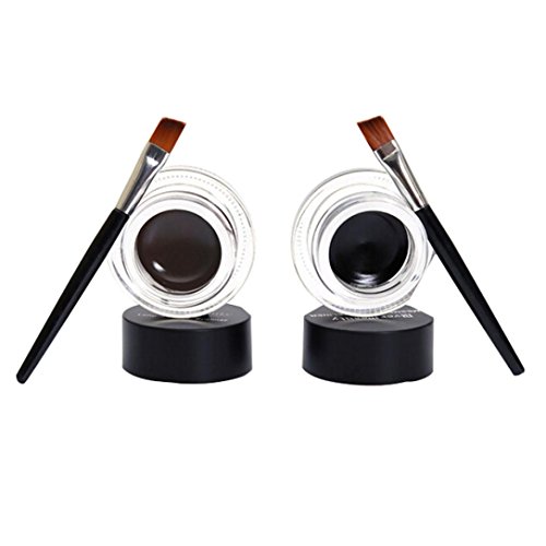 JACKY 2Pcs Waterproof Eye Liner Eyeliner Shadow Gel Makeup Cosmetic Brush