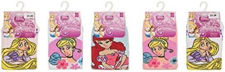 5 x Official Disney Cotton Socks for Girls Cinderella, Rapunzel &amp; Ariel – in 3 sizes UK 6-2 (EUR 23-34)