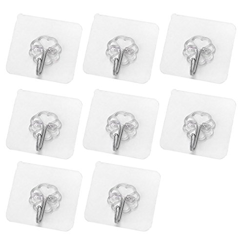 Preisvergleich Produktbild Gosear 8 Stk Wiederverwendbare Wechselmedien Transparent Klebstoff Haken Nahtlose Nagel Wikipedia Sticky Hook Inhaber Veranstalter für Badezimmer Küche Wall Door Decke