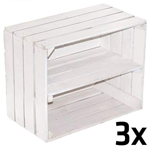 Caja de madera maciza para usar como estantería para zapatos, CD o libros, barnizada, con estante intermedio