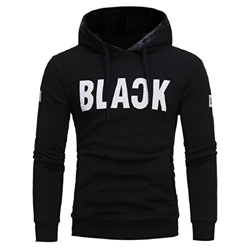 Preisvergleich Produktbild PAOLIAN Herren Kapuzenpullover Langarm Kapuzenpulli Sweatshirt Druck Brief Hoodie Herbst Winter Männer Freizeit Kapuzen Tops Jacke Mantel Outwear (S, Schwarz)