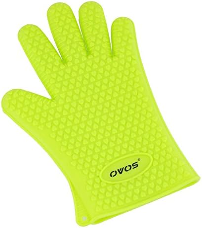 OVOS Cooking Gloves Silicone Heat Resistant Waterproof Safety Gloves for BBQ Smoker Grill Oven and Baking (1 Pair)