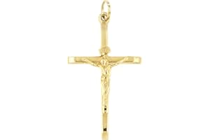 FORME DI LUCCHETTA Lucchetta - Real 14ct Solid Gold Italian Crucifix Christian Catholic Cross | Jesus Pendant for Necklace | Men Women Boys Girls
