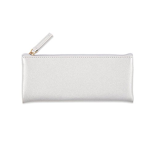 Wdoit - Petite trousse à crayons/maquillage en polyuréthane - couleur unie , PU, blanc, 19 * 8 cm