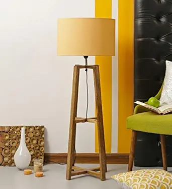 Logam Natural Mango Wood Finish Floor Lamp