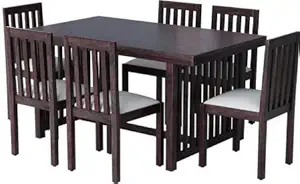 CK Handicrafts Sheesham Wood Dining Table Set with 6 Chair for Living Room Brown