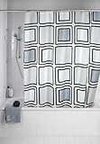 Wenko 20049100 Anti-Schimmel Duschvorhang Mono - Anti-Bakteriell, waschbar, mit 12 Duschvorhangringen, 100% Polyester Mehrfarbig