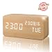Produktbild LED Digital Wecker Modern Holz Wecker Tischuhr mit Uhrzeit/Datum/Woche/Temperatur Anzeige,Einstellbare Helligkeit Sound Control-Schreibtisch-Wecker für Heim und Büro (Braun)