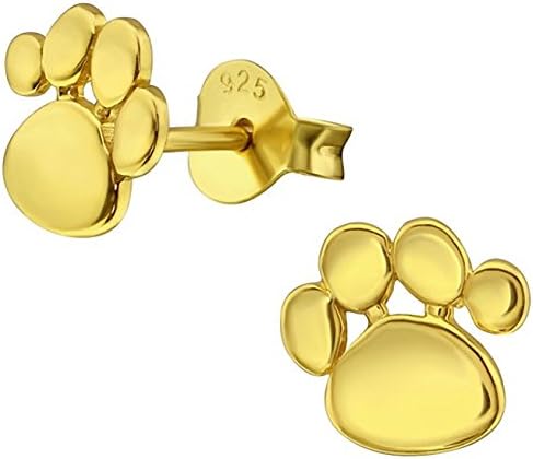 Women’s Animal Paw Stud Earrings in 925 Sterling Silver 7 mm Earrings in Gift Box - Dog Paws Cat Paws