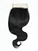 Unprocessed Human Brazilian Body Wave Lace Closure Top Quality Virgin Hair 4*4 Bleached Knots Free/Three/ Middle Part Selected 1b Natural Black (8", Three part)