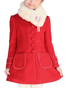 LSESRVER-Fashion Wollmantel Trenchcoat Mit Pelzkragen Mädchen Pelzkragen Dick Warm Winterjacke Wintermantel Jacket...