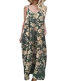 ✿Damen Blumen Kleid,Lange Dress Party Club,Lange Lose Kleid mit Blumen,V-Ausschnitt Ärmellos Maxikleid.
