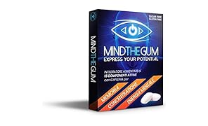 MINDTHEGUM Integratore per Concentrazione, Memoria e Stanchezza Mentale in Gomma con Caffeina, Teanina, Vitamine, Minerali - 9 Gomme